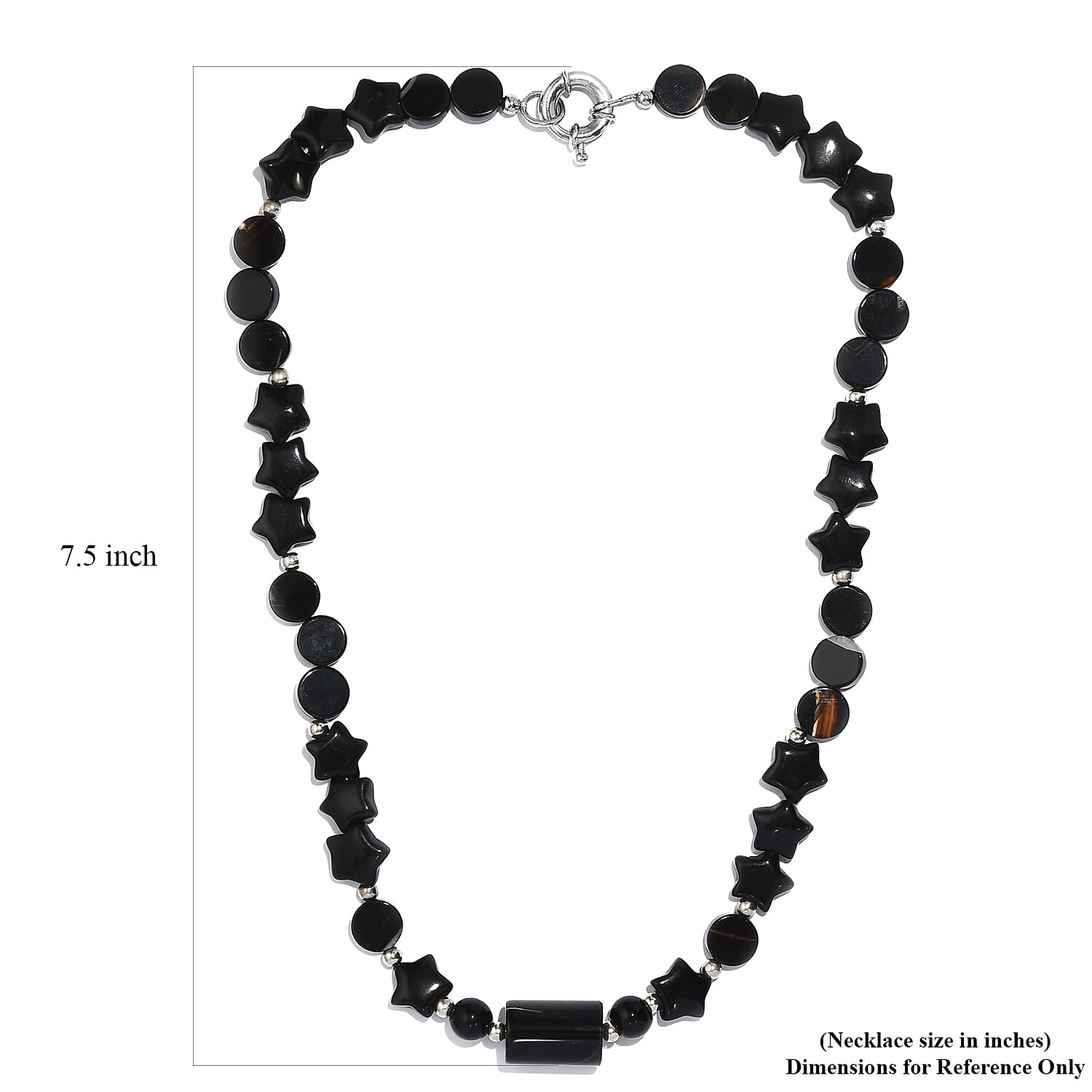 Black Agate and Glass 151.10 ctw Necklace 20 Inches in Platinum Bond 