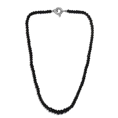 Thai Black Spinel Beaded 197.00 ctw Necklace (20 Inches) in Platinum Bond 