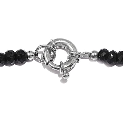 Thai Black Spinel Beaded 197.00 ctw Necklace (20 Inches) in Platinum Bond 