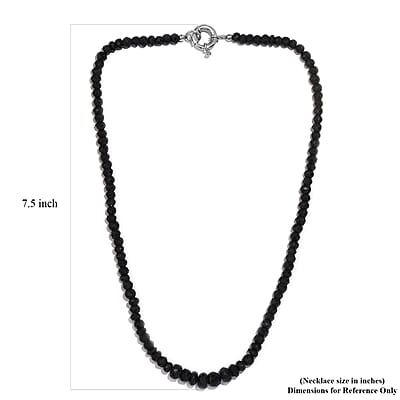Thai Black Spinel Beaded 197.00 ctw Necklace (20 Inches) in Platinum Bond 