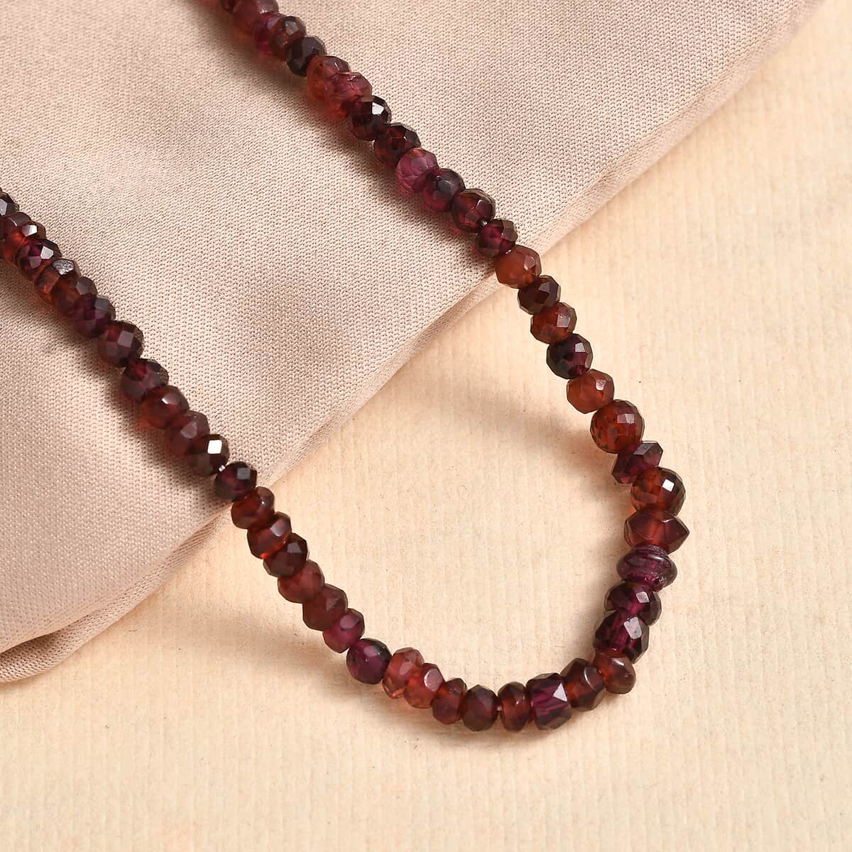 Orissa Rhodolite Garnet Beaded 95.50 ctw Necklace 20 Inches in Stainless Steel  image number 1