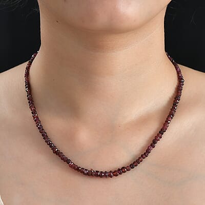 Orissa Rhodolite Garnet Beaded 95.50 ctw Necklace 20 Inches in Stainless Steel 