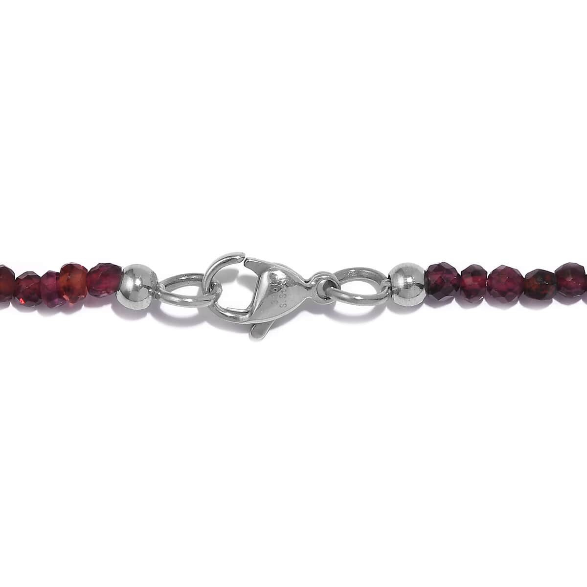 Orissa Rhodolite Garnet Beaded 95.50 ctw Necklace 20 Inches in Stainless Steel  image number 4