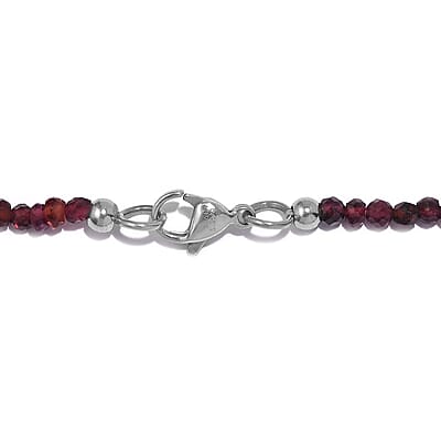 Orissa Rhodolite Garnet Beaded 95.50 ctw Necklace 20 Inches in Stainless Steel 