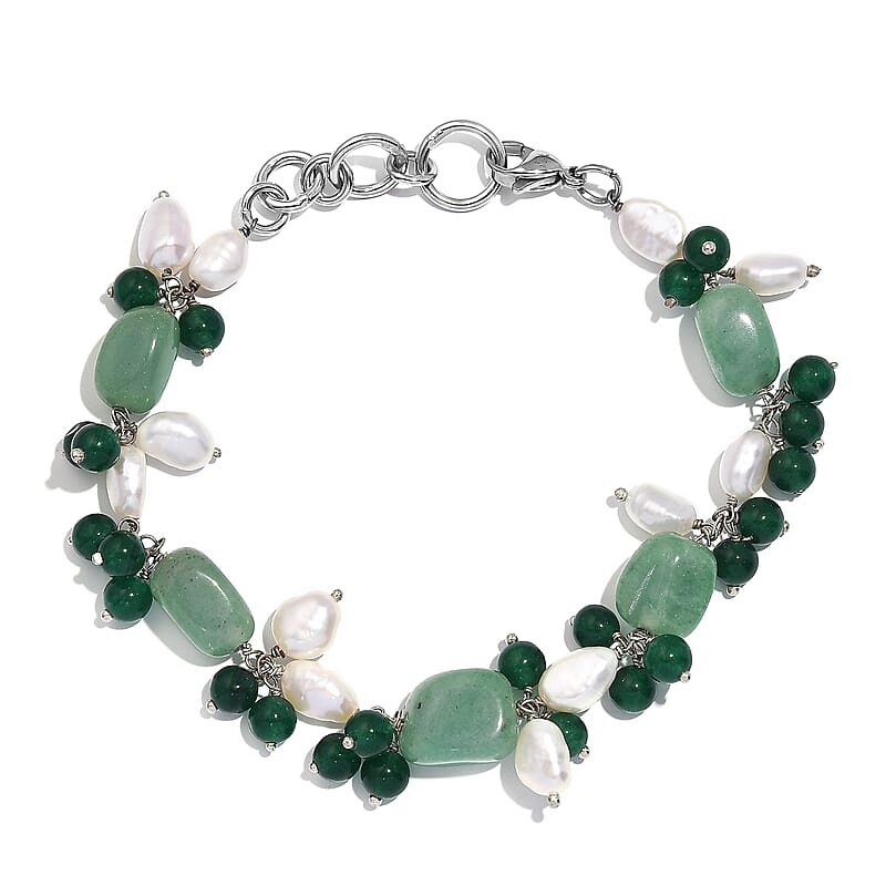 Multi Gemstone 76.15 ctw Bracelet in Stainless Stee (7.25 In) 