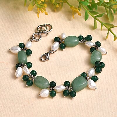 Multi Gemstone 76.15 ctw Bracelet in Stainless Stee (7.25 In) 