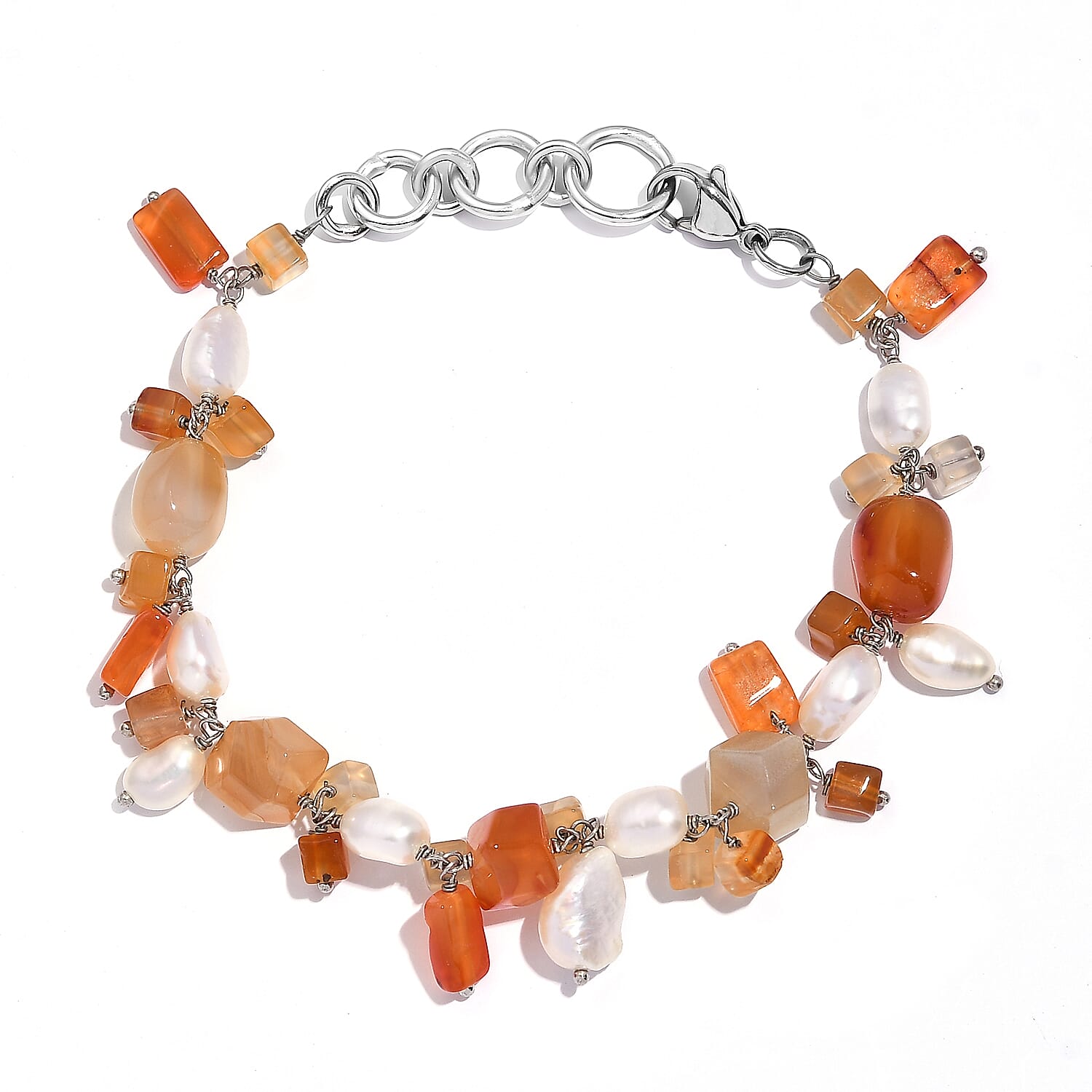 Multi Gemstone 50.95 ctw Bracelet in Stainless Steel (7.25 In)