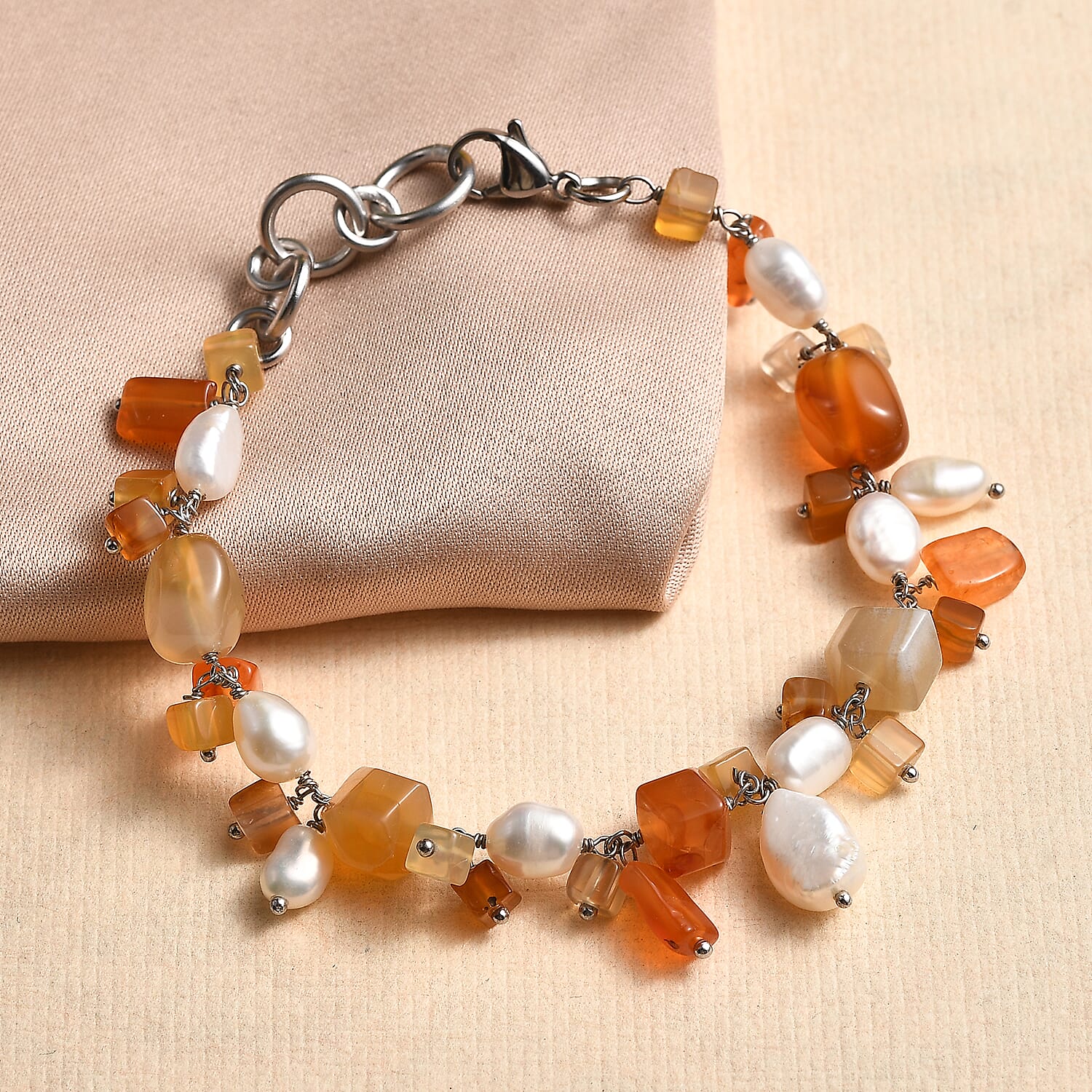 Multi Gemstone 50.95 ctw Bracelet in Stainless Steel (7.25 In)
