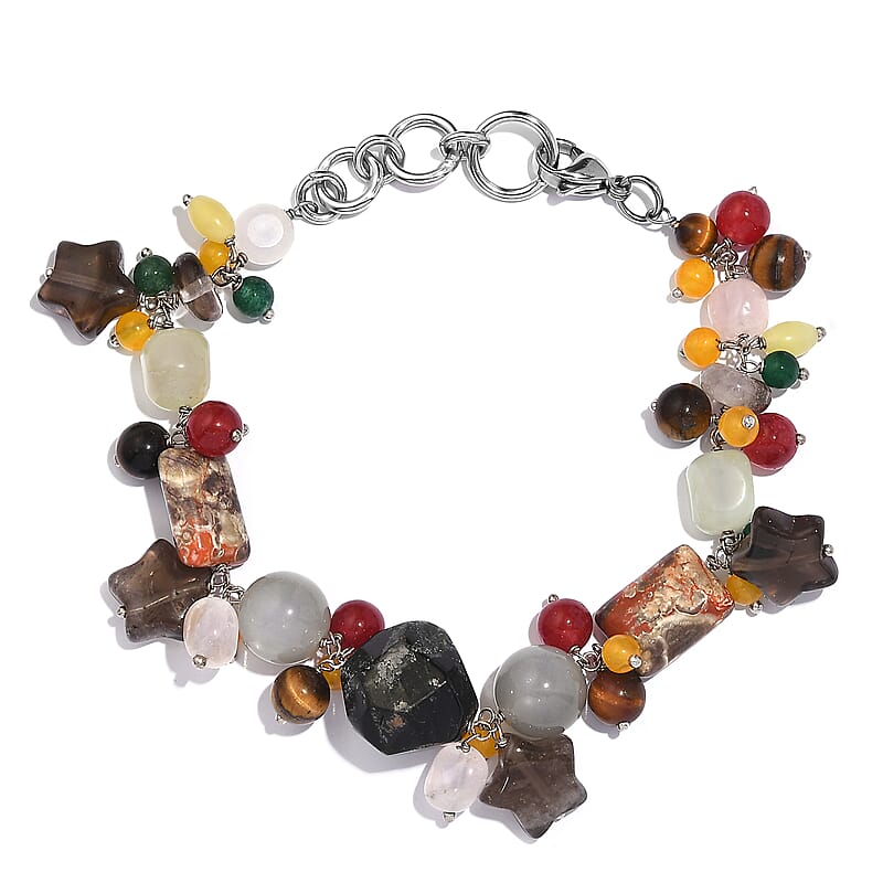 Multi Gemstone 118.70 ctw Bracelet in Stainless Stee (7.25 In) 
