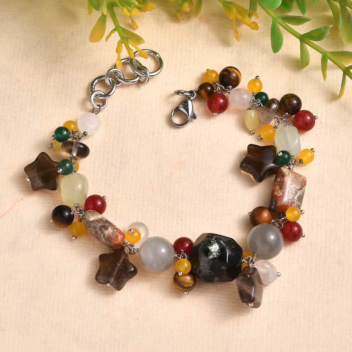 Multi Gemstone 118.70 ctw Bracelet in Stainless Stee (7.25 In)  image number 1