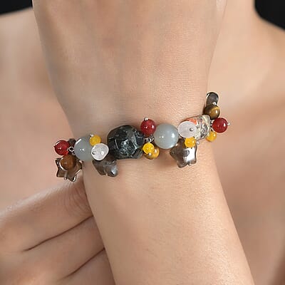 Multi Gemstone 118.70 ctw Bracelet in Stainless Stee (7.25 In) 