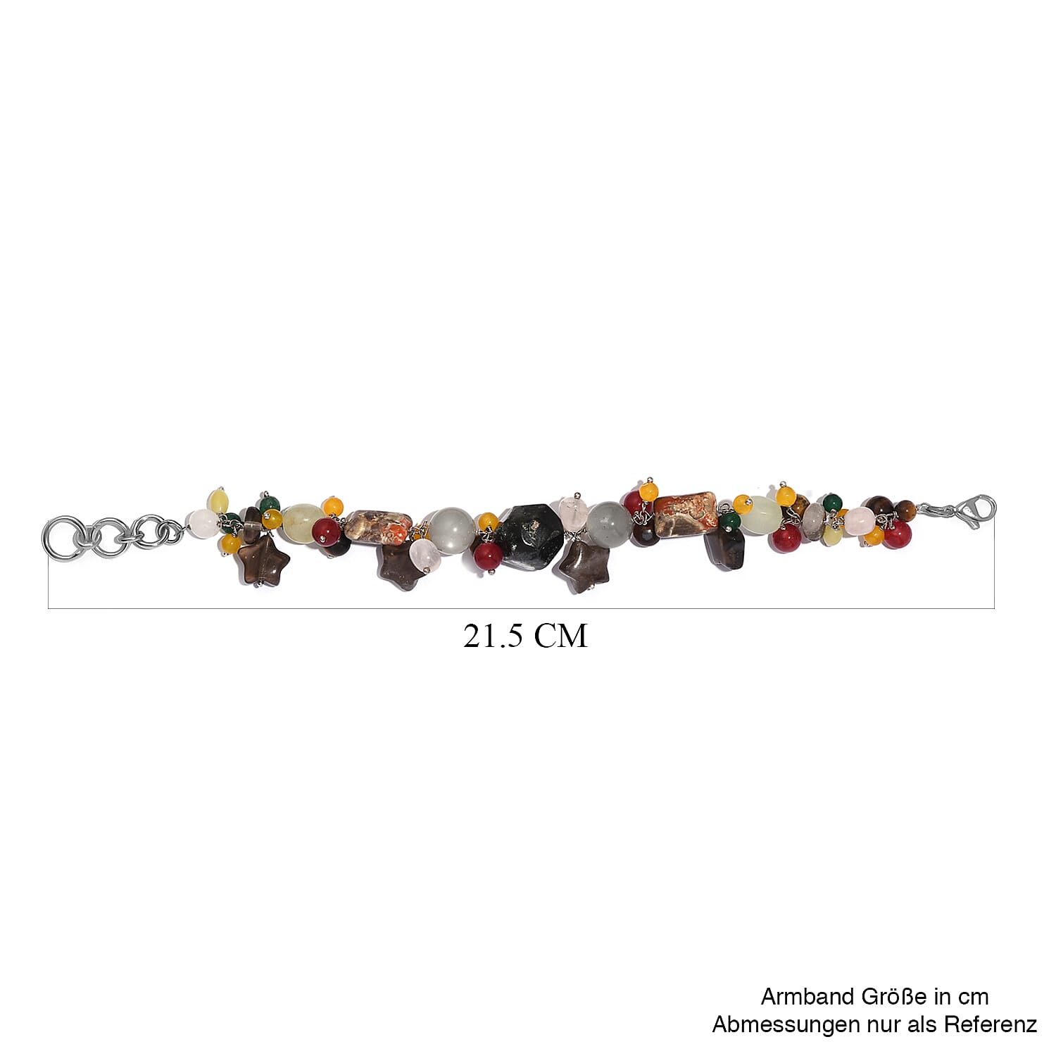Multi Gemstone 118.70 ctw Bracelet in Stainless Stee (7.25 In) 