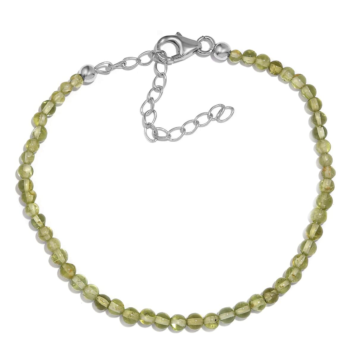 Peridot Beaded 17.90 ctw Bracelet in Stainless Stee (7.25 In) with Extender 2 Inch  image number 0