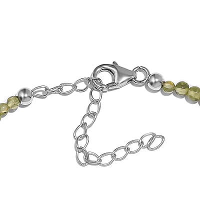 Peridot Beaded 17.90 ctw Bracelet in Stainless Stee (7.25 In) with Extender 2 Inch 
