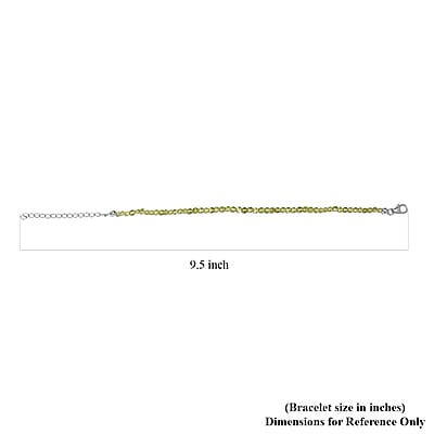 Peridot Beaded 17.90 ctw Bracelet in Stainless Stee (7.25 In) with Extender 2 Inch 