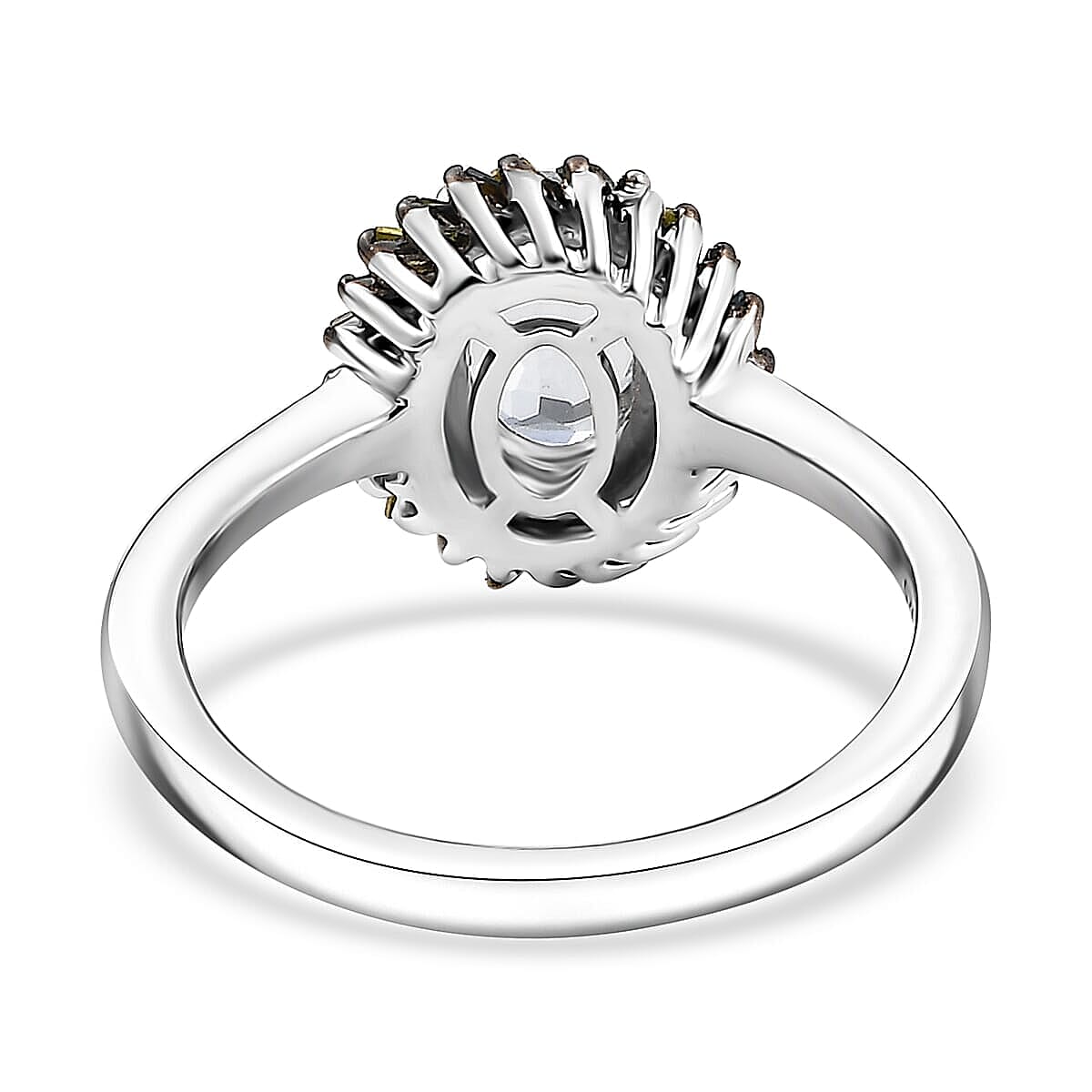Premium Mangoro Aquamarine and Multi Color Diamond IR 0.80 ctw Ring in Rhodium Over Sterling Silver (Size 10.0)