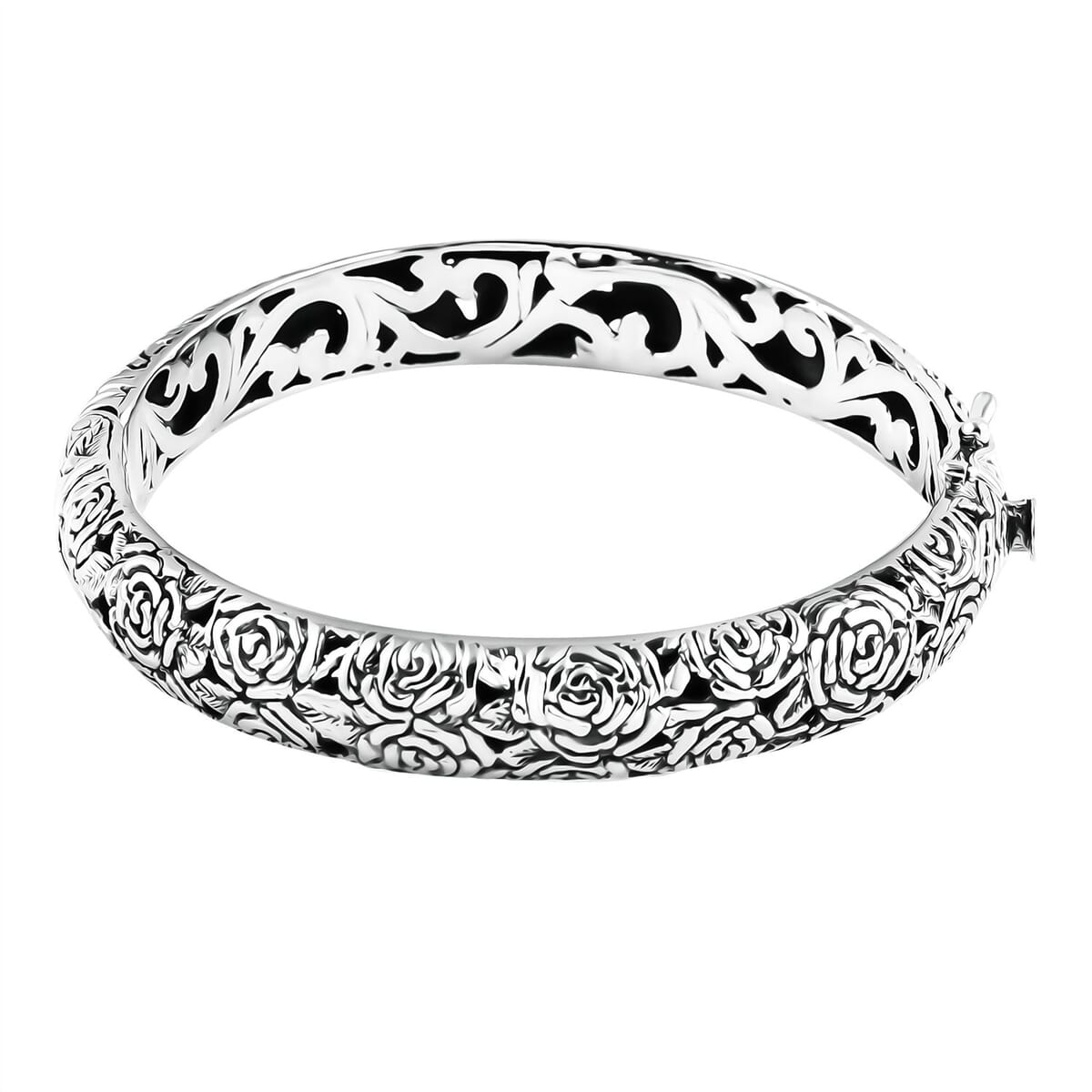 Bali Legacy Sterling Silver Sunflower Bangle Bracelet (7.25 In) 29.35 Grams image number 0