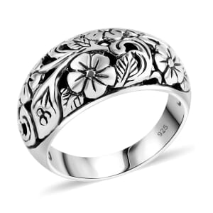 Bali Legacy Sterling Silver Frangipani Flower Ring (Size 10.0) 5.15 Grams
