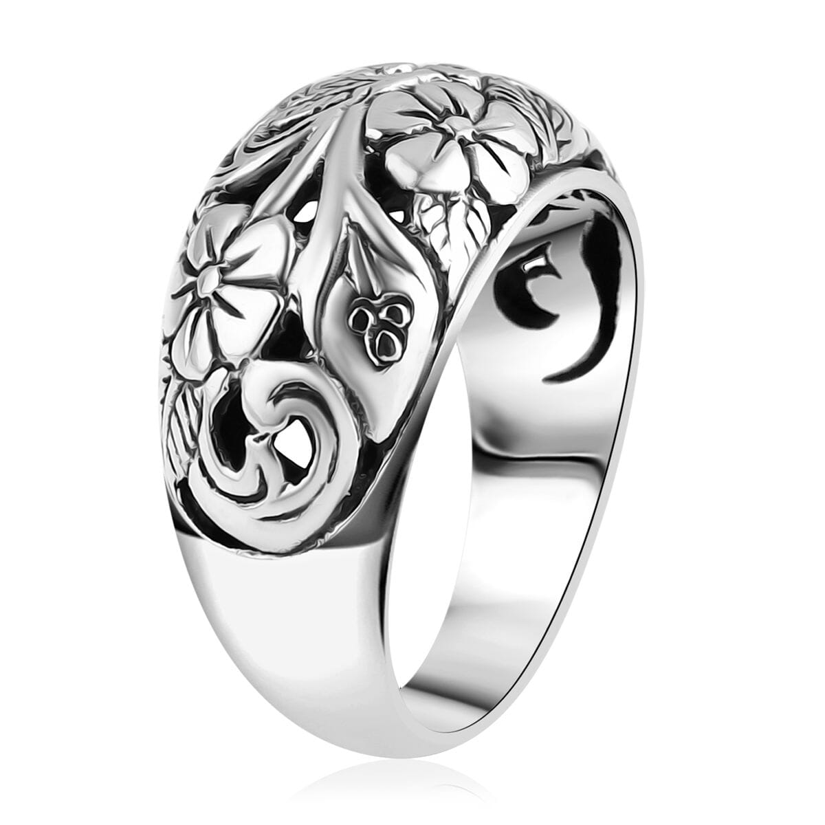 Bali Legacy Sterling Silver Frangipani Flower Ring (Size 10.0) 5.15 Grams image number 3