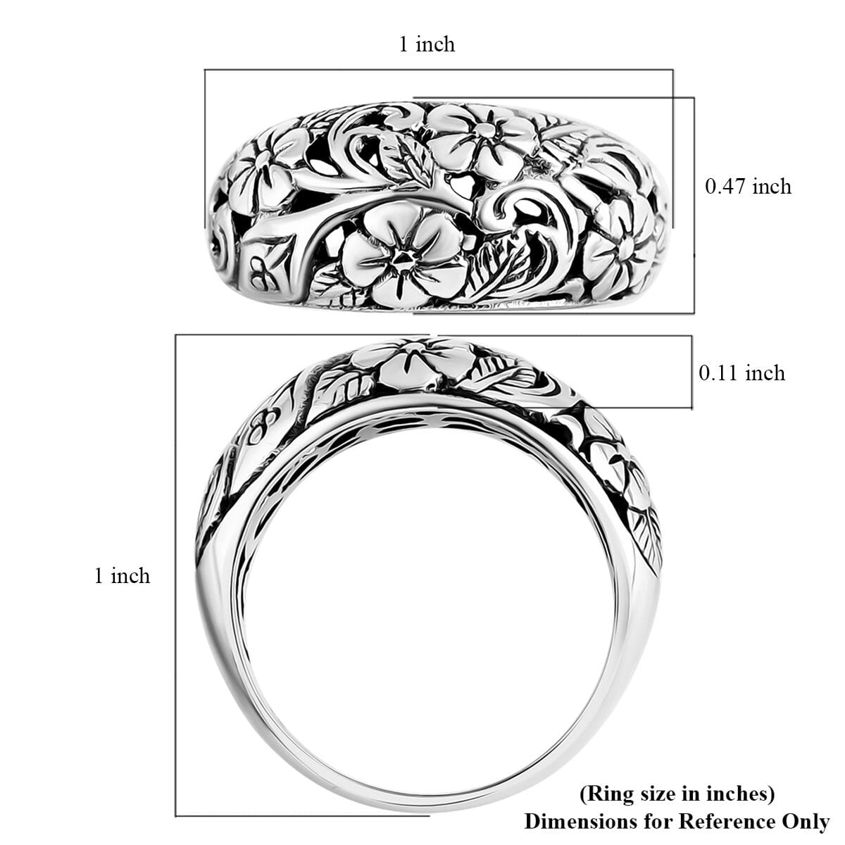 Bali Legacy Sterling Silver Frangipani Flower Ring (Size 10.0) 5.15 Grams image number 5