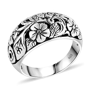 Bali Legacy Sterling Silver Frangipani Flower Ring (Size 5.0) 5.15 Grams