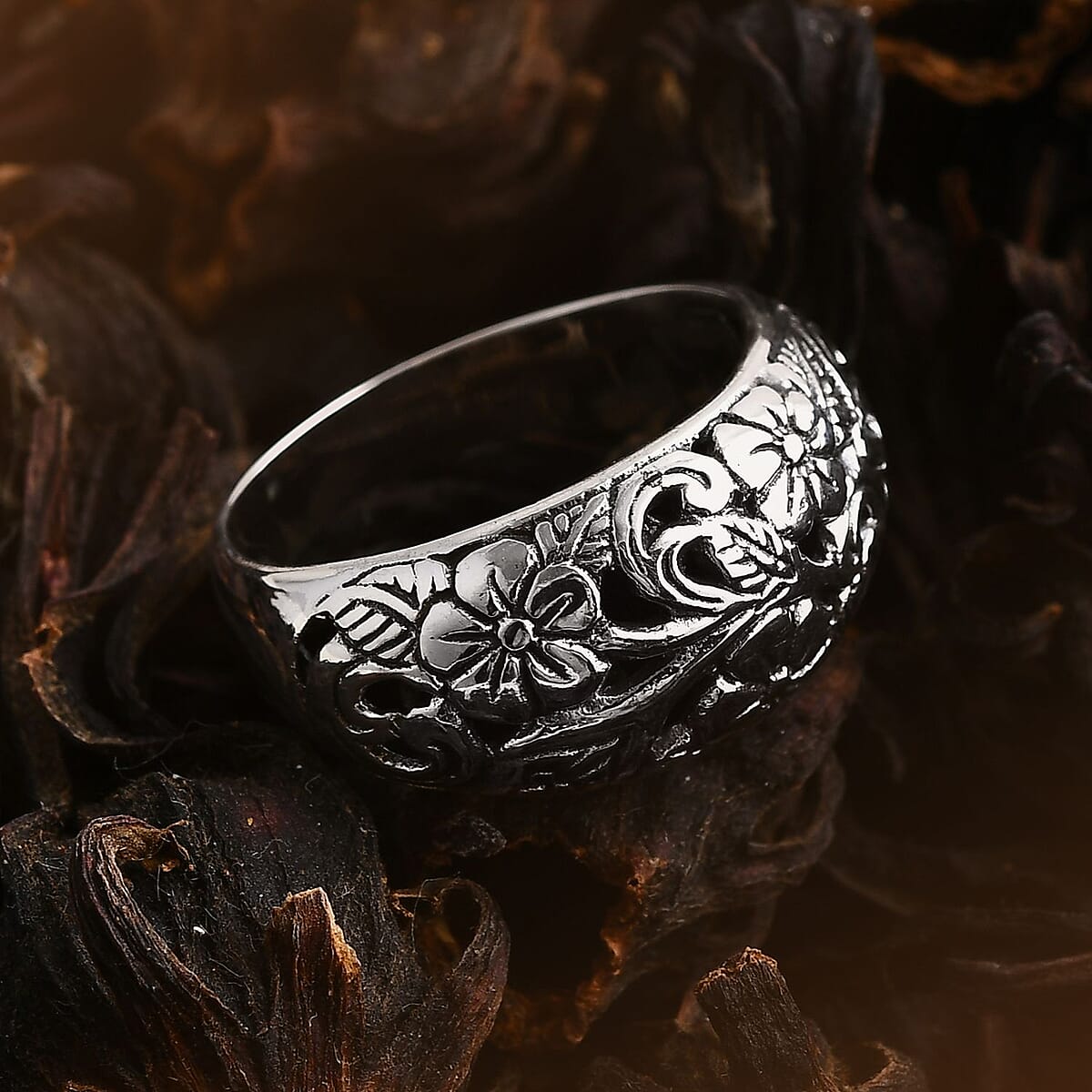 Bali Legacy Sterling Silver Frangipani Flower Ring (Size 5.0) 5.15 Grams image number 1