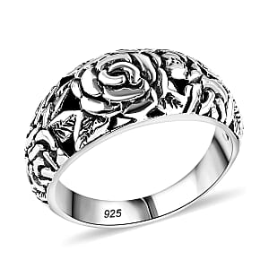 Bali Legacy Sterling Silver Rose Flower Ring (Size 6.0) 6.10 Grams