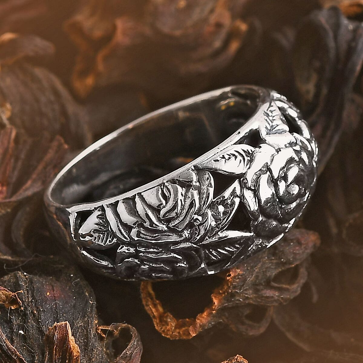 D'Joy Bali Legacy Sterling Silver Rose Flower Ring (Size 6.0) 6.10 Grams image number 1