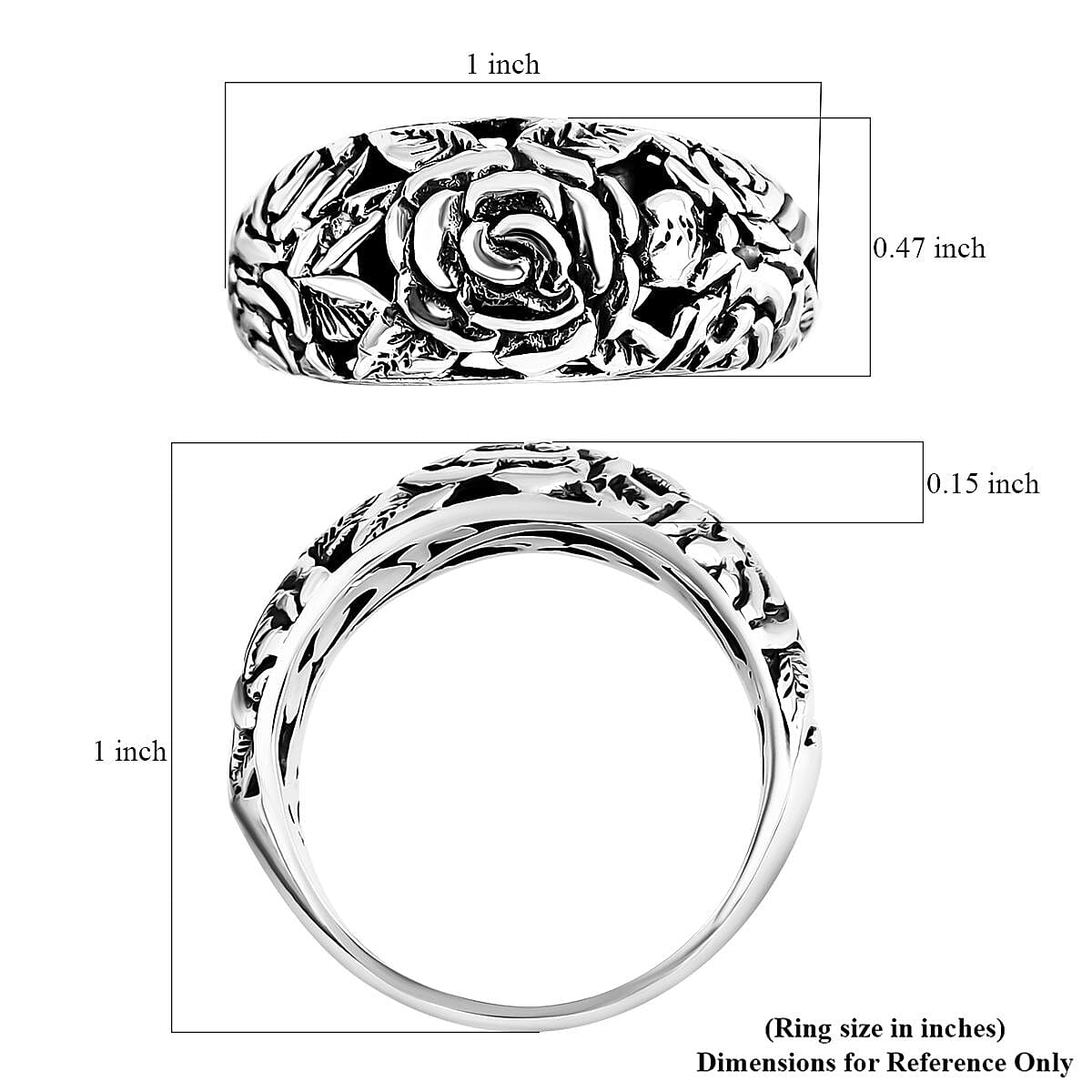 D'Joy Bali Legacy Sterling Silver Rose Flower Ring (Size 6.0) 6.10 Grams image number 5