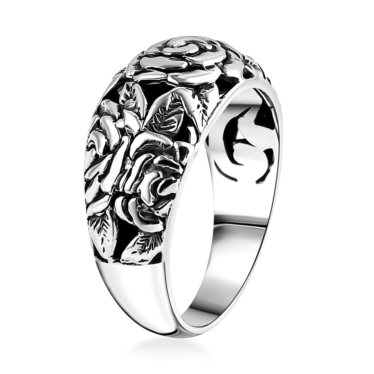 D'Joy Bali Legacy Sterling Silver Rose Flower Ring (Size 7.0) 6.10 Grams image number 3