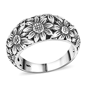 Bali Legacy Sterling Silver Sunflower Ring (Size 10.0) 6.25 Grams