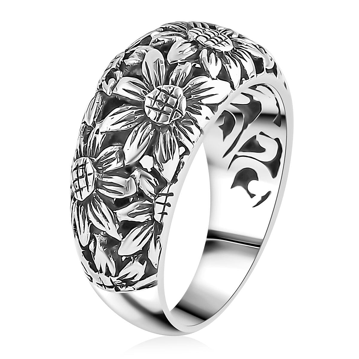 D'Joy Bali Legacy Sterling Silver Sunflower Ring (Size 10.0) 6.25 Grams image number 3