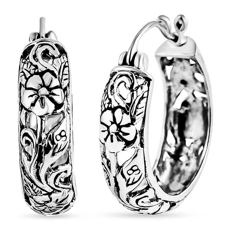 D'Joy Bali Legacy Sterling Silver Frangipani Flower Earrings 6.15 Grams