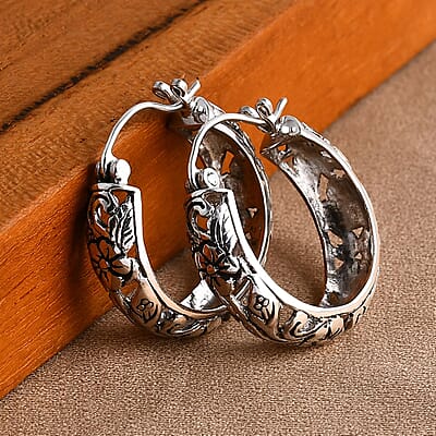D'Joy Bali Legacy Sterling Silver Frangipani Flower Earrings 6.15 Grams