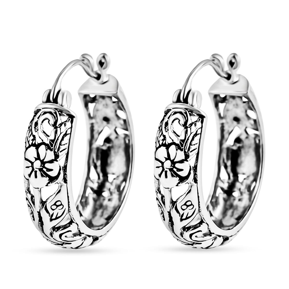 Bali Legacy Sterling Silver Frangipani Flower Earrings 6.15 Grams image number 3