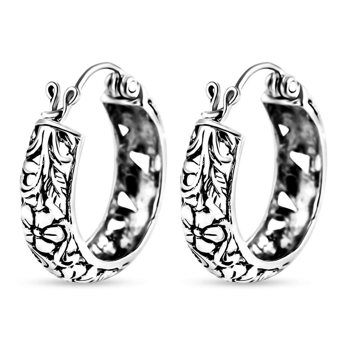Bali Legacy Sterling Silver Frangipani Flower Earrings 6.15 Grams image number 4