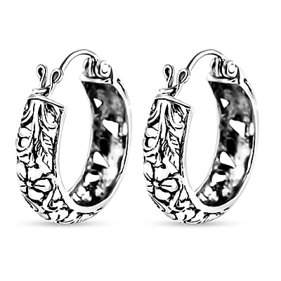 D'Joy Bali Legacy Sterling Silver Frangipani Flower Earrings 6.15 Grams