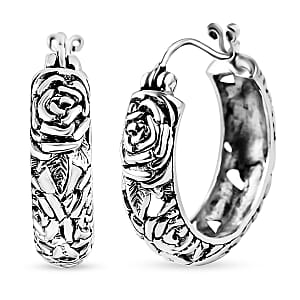 Bali Legacy Sterling Silver Rose Flower Earrings 7.80 Grams
