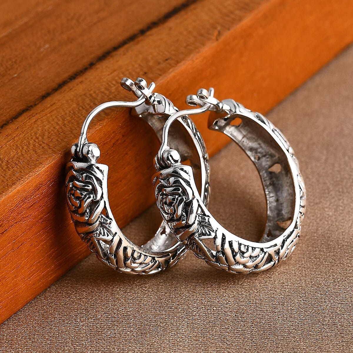 Bali Legacy Sterling Silver Rose Flower Earrings 7.80 Grams image number 1