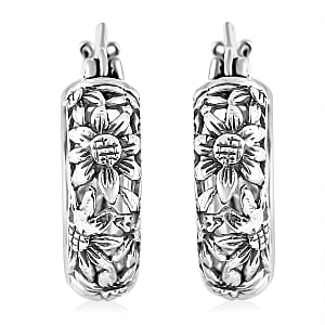 Bali Legacy Sterling Silver Sunflower Earrings 7.35 Grams