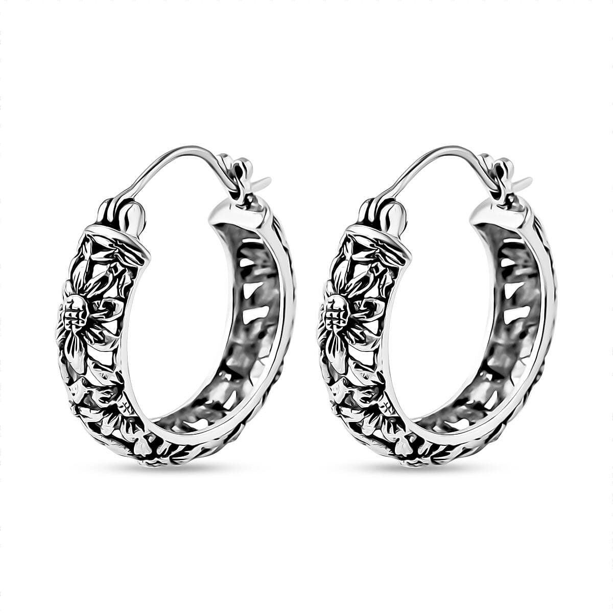 Bali Legacy Sterling Silver Sunflower Earrings 7.35 Grams image number 3