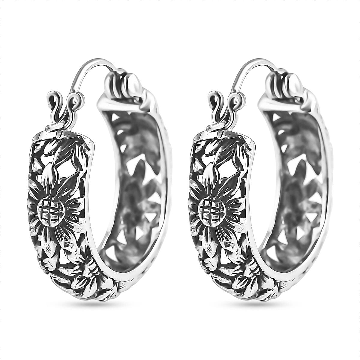 Bali Legacy Sterling Silver Sunflower Earrings 7.35 Grams image number 4