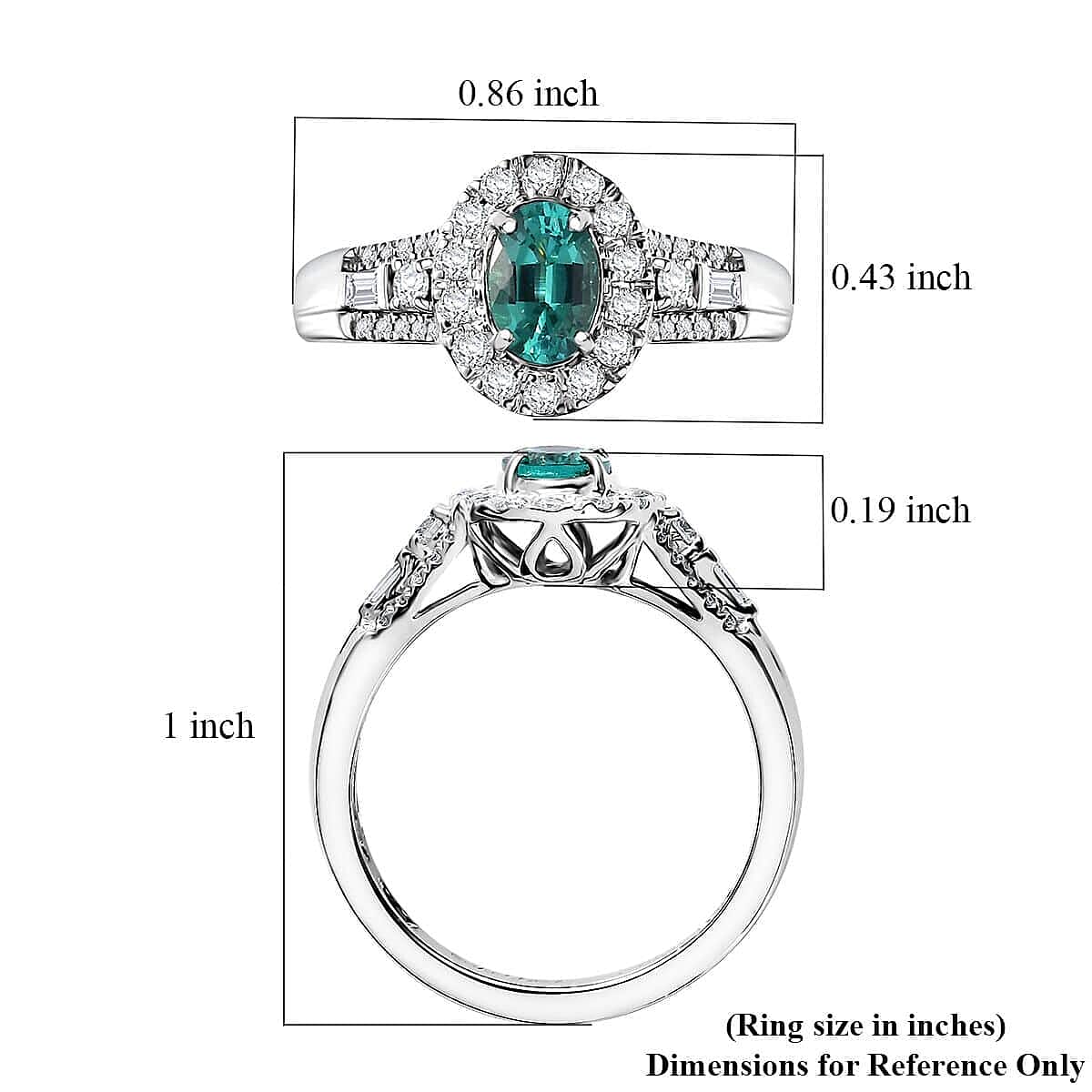 Certified & Appraised Rhapsody AAAA Pirineu Lagoon Tourmaline and E-F VS Diamond 1.15 ctw Ring in 950 Platinum (Size 5.0) 6.05 Grams