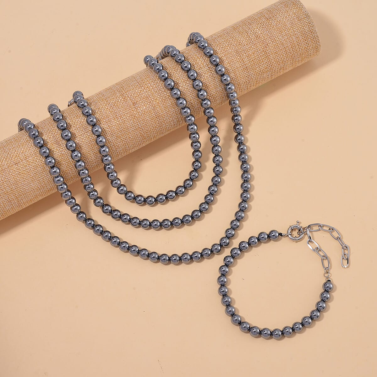 Terahertz (7-9mm) 160.00 ctw Dog Collar in Silvertone 16-20 Inches (Size M) image number 1