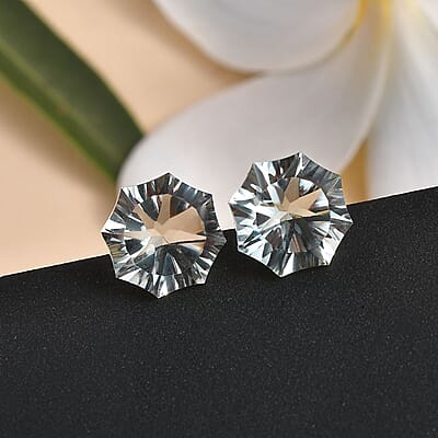Montezuma Prasiolite Set of 2 (Octillion 10 mm) 6.63 ctw Loose Gemstone