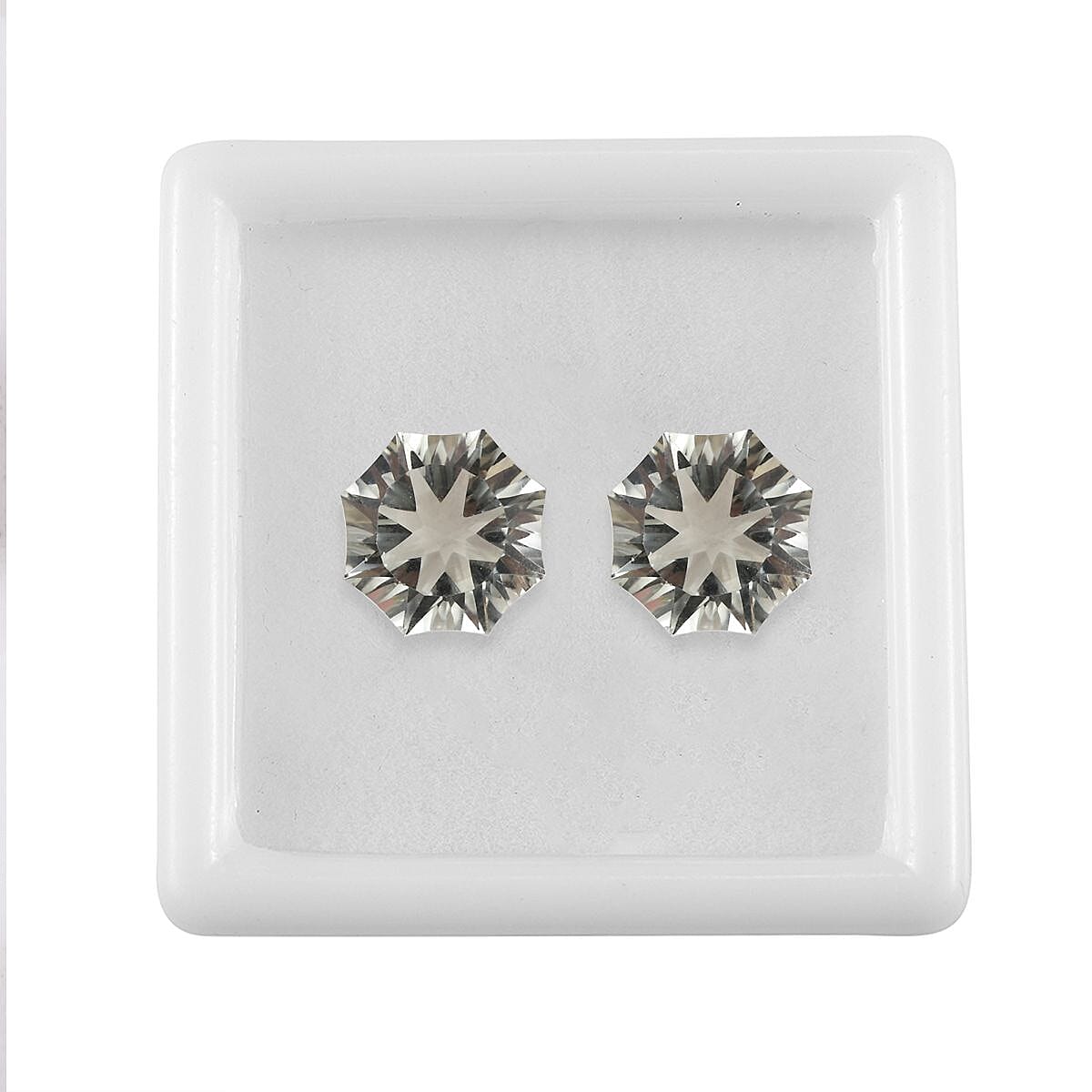 Montezuma Prasiolite Set of 2 (Octillion 10 mm) 6.63 ctw Loose Gemstone image number 3