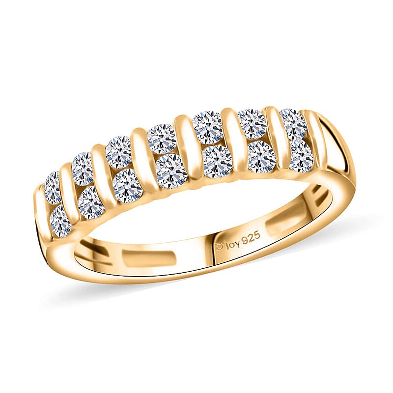 Luxuriant Lab Grown Diamond G-H SI 0.50 ctw Band Ring in 18K Vermeil Yellow Gold Over Sterling Silver (Size 10.0)