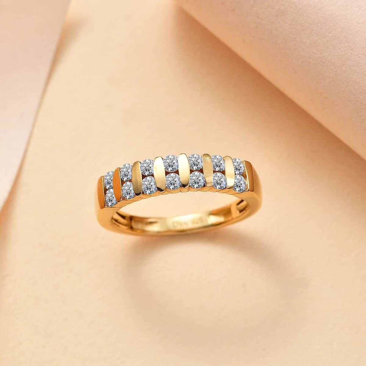 Luxuriant Lab Grown Diamond Band Ring in 18K Vermeil YG Over Sterling Silver (Size 10.0) 0.50 ctw image number 1