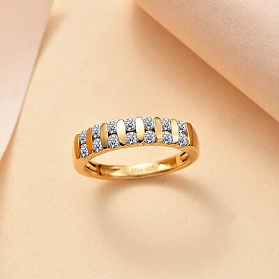 Luxuriant Lab Grown Diamond G-H SI 0.50 ctw Band Ring in 18K Vermeil Yellow Gold Over Sterling Silver (Size 10.0)