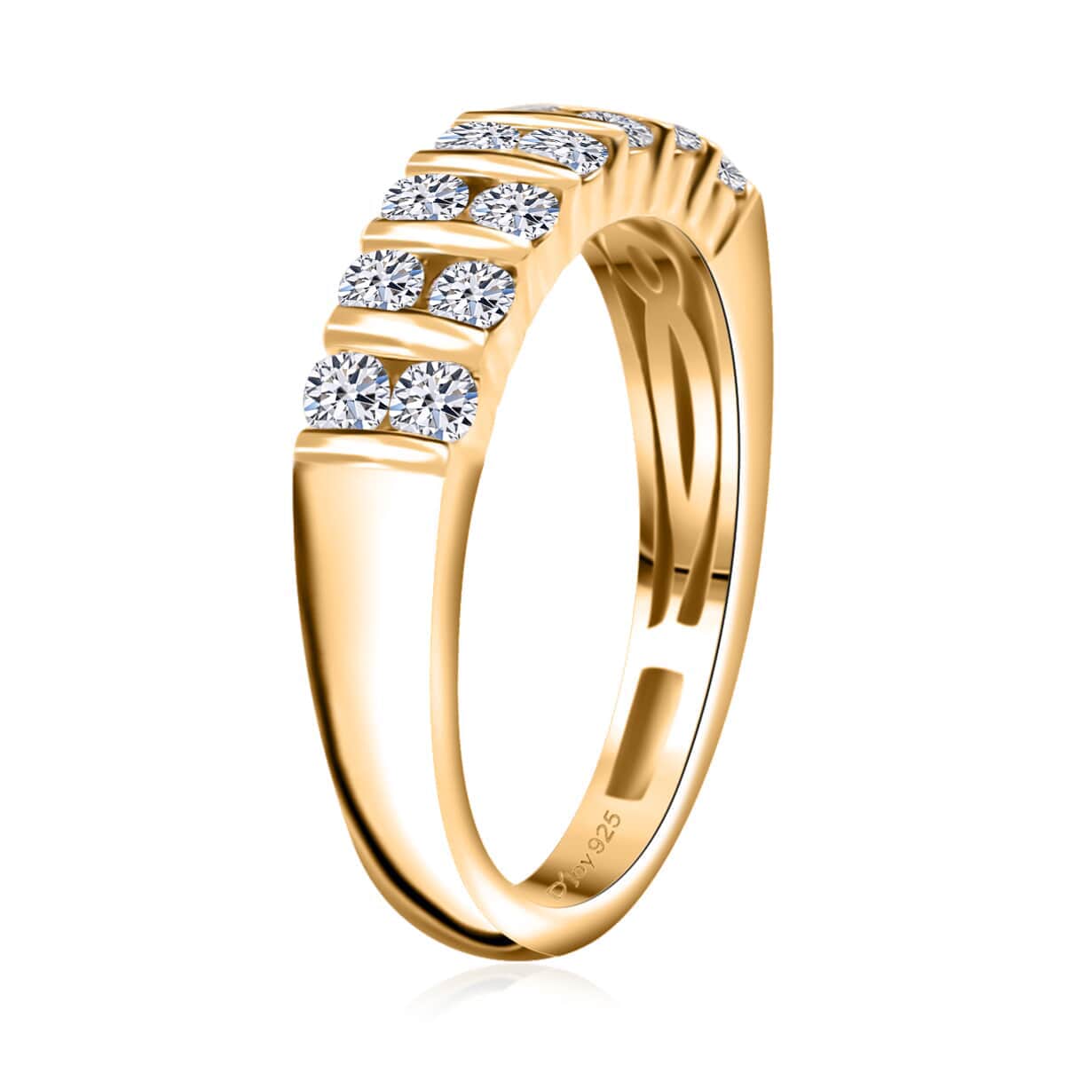 Luxuriant Lab Grown Diamond Band Ring in 18K Vermeil YG Over Sterling Silver (Size 10.0) 0.50 ctw image number 3